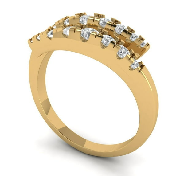 Clara Pucci 14K Yellow Solid Gold Custom Laser Engraved Women's Solid Gold Ring Statement Band With Round Cut 0.235TCW
