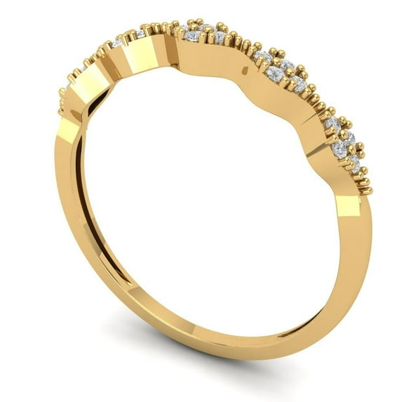 Clara Pucci 14K Yellow Solid Gold Custom Laser Engraved Women's Solid Gold Ring Stackable Statement Band With Round Cut 0.1TCW