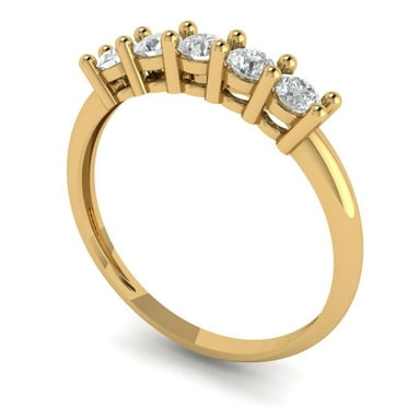 Clara Pucci 14K Yellow Solid Gold Custom Laser Engraved Women's Solid Gold Ring Stackable Statement Band With Round Cut 0.35TCW