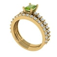 thumbnail image 1 of Clara Pucci 14K Yellow Gold Emerald Cut 0.5Ct Natural Peridot Engagement Ring + Matching Band - Luxury Box Included, 1 of 7