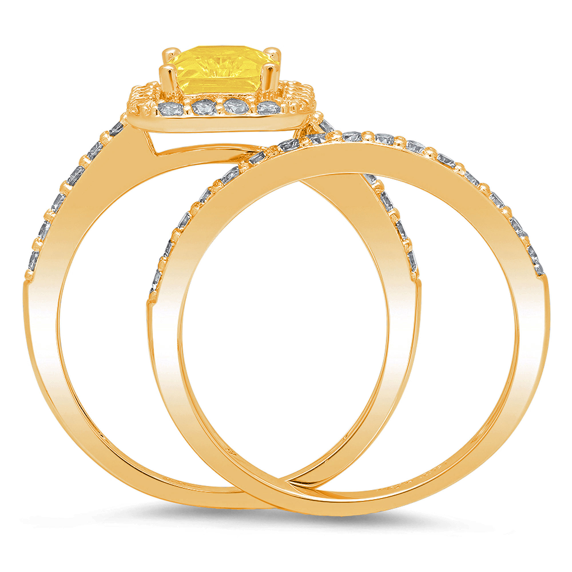 Clara Pucci 14K Yellow Gold Emerald Cut 1.5Ct Simulated Yellow Diamond ...