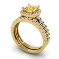 thumbnail image 1 of Clara Pucci 14K Yellow Gold Princess Cut 0.75Ct Synthetic Yellow Moissanite Engagement Ring + Matching Band - Luxury Box Included, 1 of 7