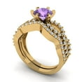 thumbnail image 1 of Clara Pucci 14K Yellow Gold Round Cut 1Ct Simulated Alexandrite Engagement Ring + Matching Band - Luxury Box Included, 1 of 7