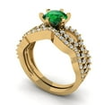 thumbnail image 1 of Clara Pucci 14K Yellow Gold Round Cut 1Ct Simulated Emerald Engagement Ring + Matching Band - Luxury Box Included, 1 of 7