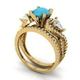 thumbnail image 1 of Clara Pucci 14K Yellow Gold Round Cut 1Ct Simulated Turquoise Engagement Ring + Matching Band - Luxury Box Included, 1 of 7