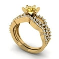 thumbnail image 1 of Clara Pucci 14K Yellow Gold Round Cut 1Ct Synthetic Yellow Moissanite Engagement Ring + Matching Band - Luxury Box Included, 1 of 7