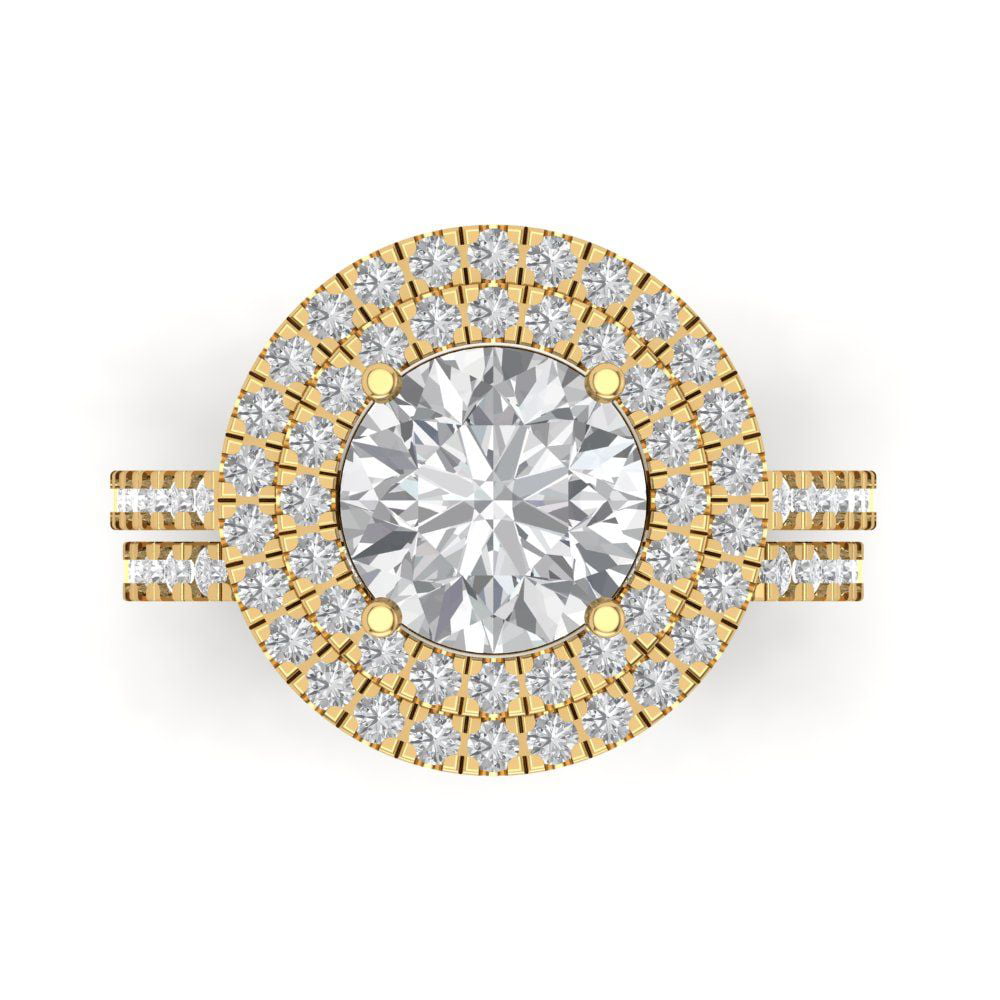 Clara Pucci 14K Yellow Gold Round Cut 2Ct Simulated Clear Diamond ...