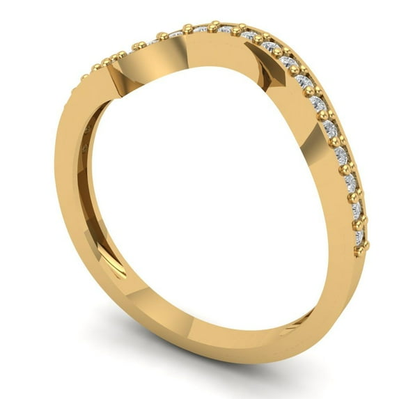 Clara Pucci 14K Yellow Solid Gold Custom Laser Engraved Women's Solid Gold Ring Stackable Statement Band With Round Cut 0.165TCW
