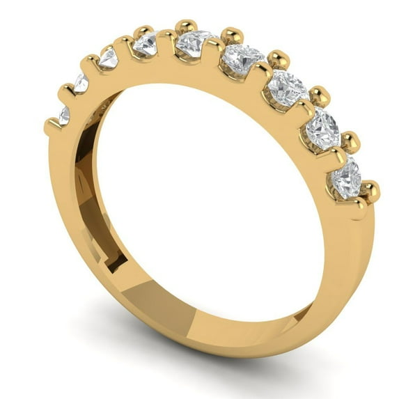 0.63 ctw Wedding Band for Women - 14K Yellow Gold Simulated Diamond Stackable Eternity Ring