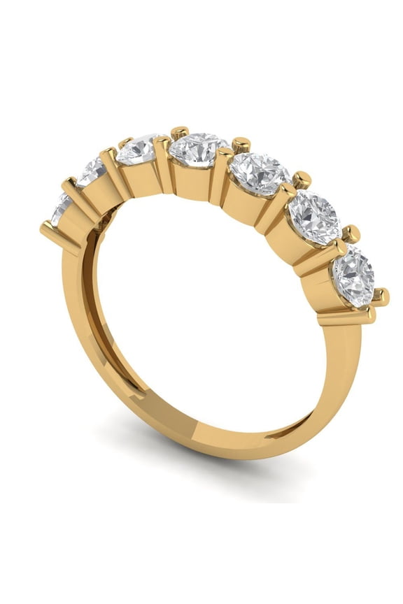 14K Yellow Solid Gold Custom Laser Engraved Women's Solid Gold Ring Stackable Statement Band With Round Cut 1.19TCW