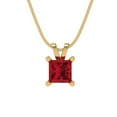 thumbnail image 1 of Clara Pucci 14K Yellow Solid Hypoallergenic Gold 0.5Ct Ruby Princess Cut Solitaire Designer Necklace Pendant For July, 1 of 6
