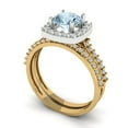 thumbnail image 1 of Clara Pucci 14K Yellow/White Gold 1.495 Natural Swiss Blue Topaz Engraveable Engagement Ring + Wedding Band Set, 1 of 7