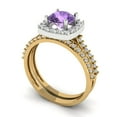 thumbnail image 1 of Clara Pucci 14K Yellow/White Gold 1.495 Simulated Alexandrite Engraveable Engagement Ring + Wedding Band Set, 1 of 7