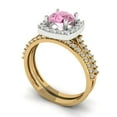 thumbnail image 1 of Clara Pucci 14K Yellow/White Gold 1.495 Simulated Pink Diamond Engraveable Engagement Ring + Wedding Band Set, 1 of 7