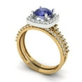 thumbnail image 1 of Clara Pucci 14K Yellow/White Gold 1.495 Simulated Tanzanite Engraveable Engagement Ring + Wedding Band Set, 1 of 7