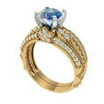 thumbnail image 1 of Clara Pucci 14K Yellow/White Gold 2.095 Synthetic Blue Moissanite Engraveable Engagement Ring + Wedding Band Set, 1 of 7