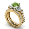 thumbnail image 1 of Clara Pucci 14K Yellow/White Gold Round Cut 1.5Ct Natural Peridot Engagement Ring + Matching Band - Luxury Box Included, 1 of 7