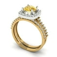 thumbnail image 1 of Clara Pucci 14K Yellow/White Gold Round Cut 1Ct Simulated Yellow Diamond Engagement Ring + Matching Band - Luxury Box Included, 1 of 7