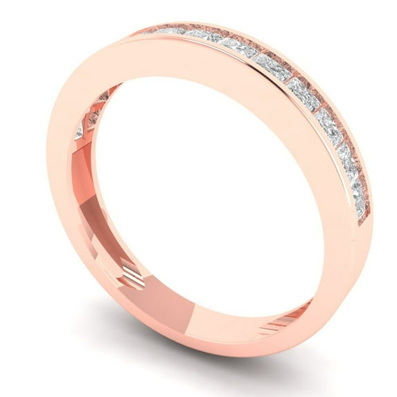 Clara Pucci 18K Rose Solid Gold 0.78Ct Zircon Bridal Wedding Designer Ring hypoallergenic Band for Women