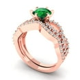 thumbnail image 1 of Clara Pucci 18K Rose Gold 1.57 Simulated Emerald Engraveable Engagement Ring + Wedding Band Set, 1 of 7