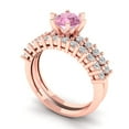 thumbnail image 1 of Clara Pucci 18K Rose Gold 1.66 Simulated Pink Diamond Engraveable Engagement Ring + Wedding Band Set, 1 of 7