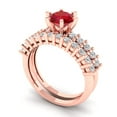 thumbnail image 1 of Clara Pucci 18K Rose Gold 1.66 Simulated Ruby Engraveable Engagement Ring + Wedding Band Set, 1 of 7