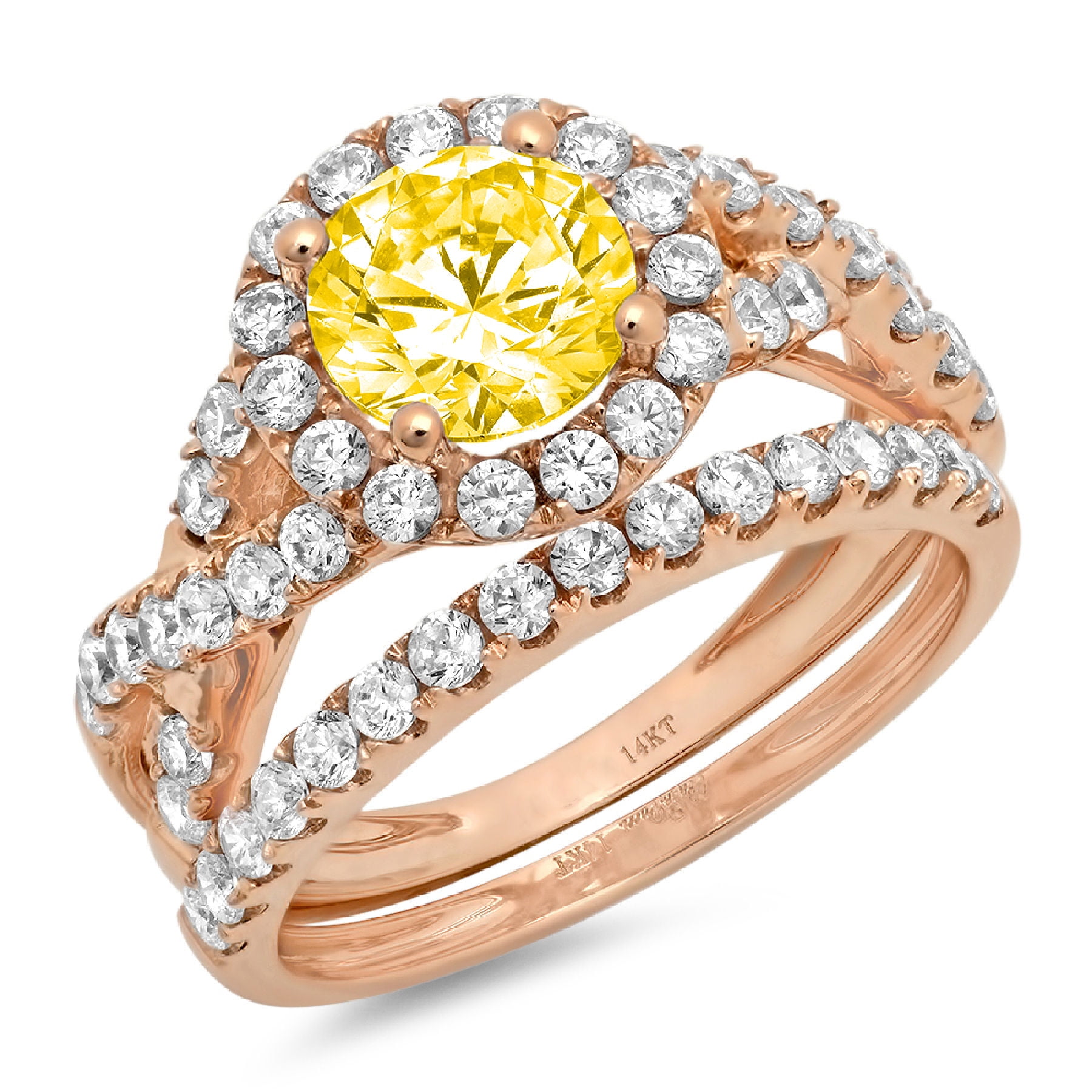 Clara Pucci 18K Rose Gold 1.795 Simulated Yellow Diamond Engraveable
