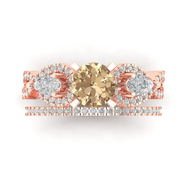 Clara Pucci 18K Rose Gold 1.925 Synthetic Yellow Moissanite Engraveable ...