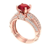 Clara Pucci 18K Rose Gold 2.095 Simulated Tourmaline Engraveable Engagement Ring   Wedding Band Set