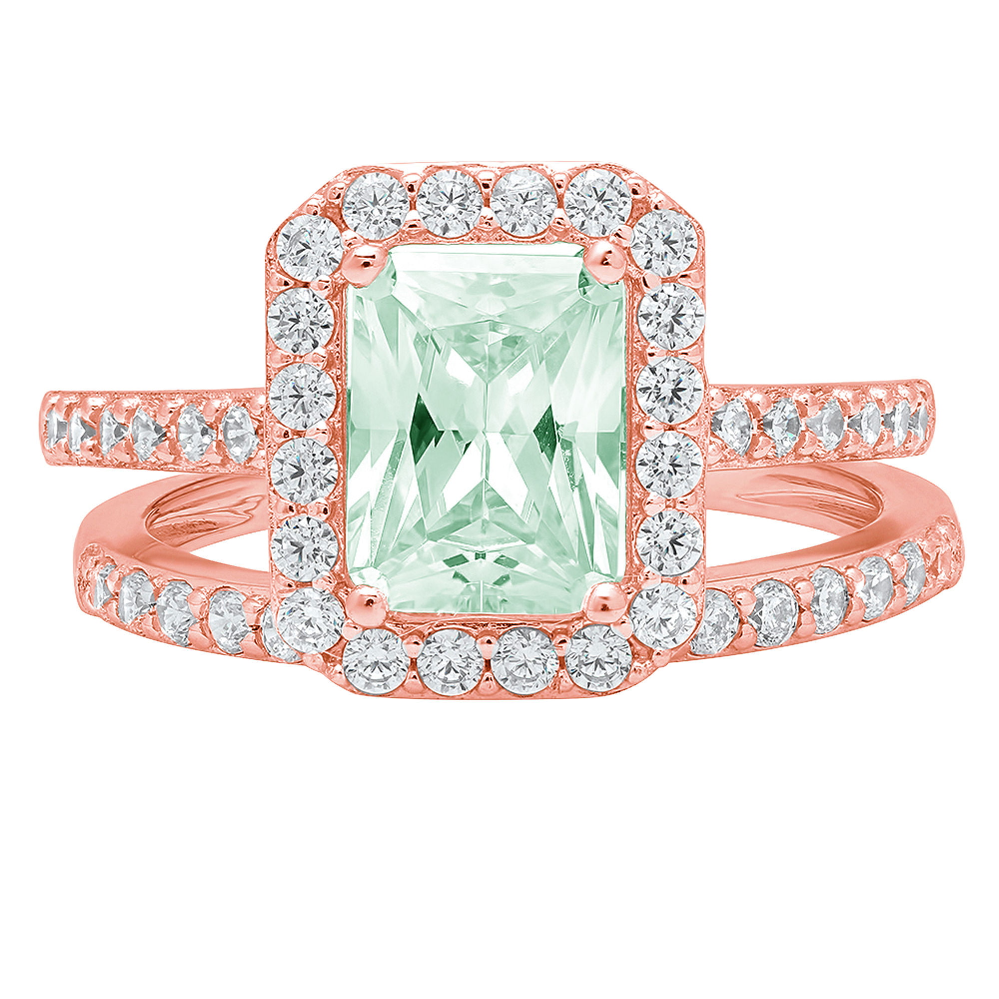 Clara Pucci 18K Rose Gold 2.16 Simulated Green Diamond Engraveable ...