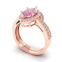 Clara Pucci 18K Rose Gold 2.4875 Simulated Pink Diamond Engraveable Engagement Ring   Wedding Band Set