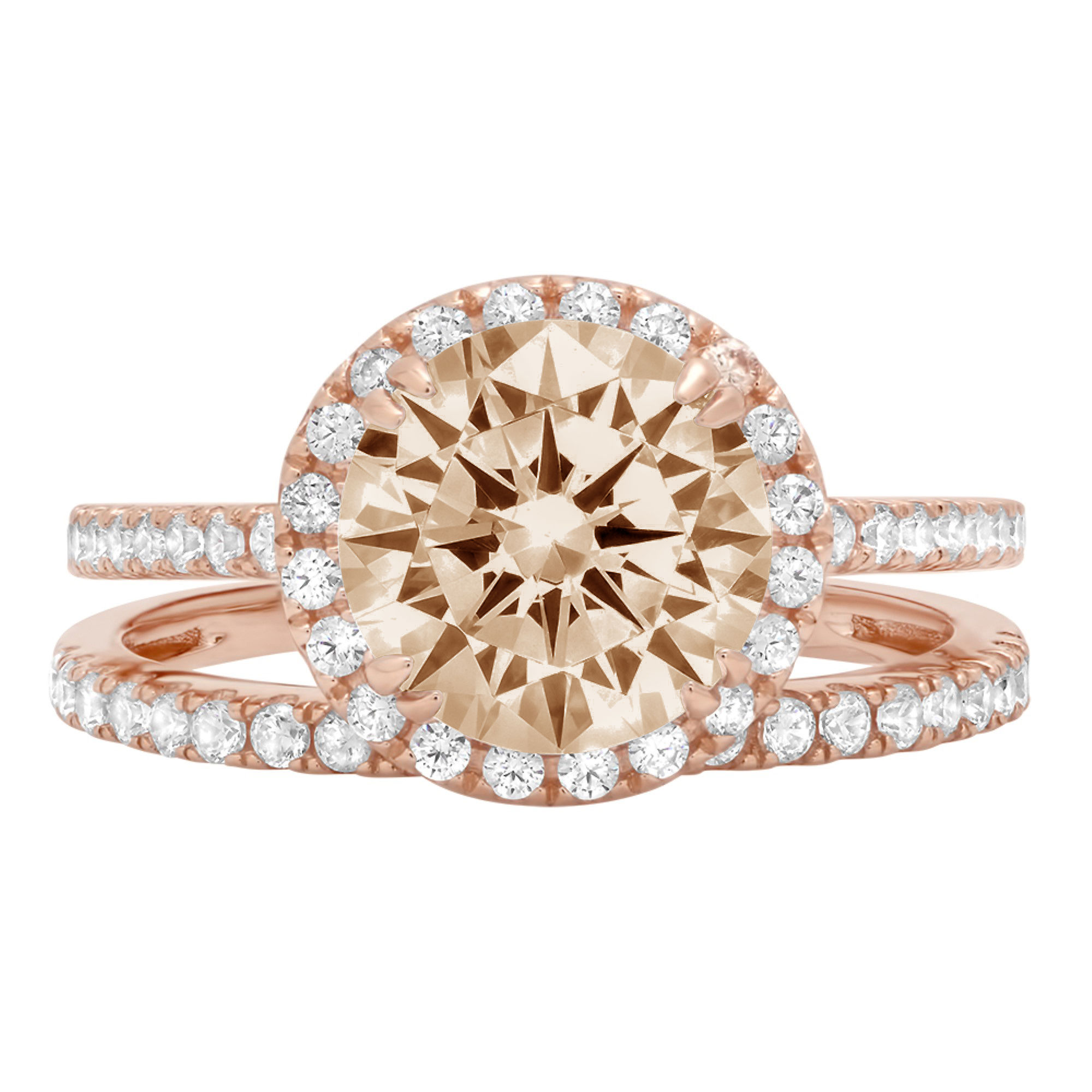 Clara Pucci 18K Rose Gold 2.52 Simulated Champagne Engraveable ...
