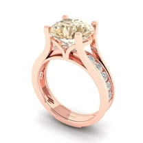 Clara Pucci 18K Rose Gold 3.39 Natural Morganite Engraveable Engagement Ring   Wedding Band Set