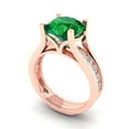 thumbnail image 1 of Clara Pucci 18K Rose Gold 3.39 Simulated Emerald Engraveable Engagement Ring + Wedding Band Set, 1 of 7