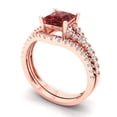 thumbnail image 1 of Clara Pucci 18K Rose Gold 3.4 Natural Garnet Engraveable Engagement Ring + Wedding Band Set, 1 of 7