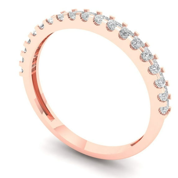 Clara Pucci 18K Rose Solid Gold Custom Laser Engraved Women's Solid Gold Ring Stackable Statement Band With Princess Cut 0.285TCW