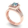 thumbnail image 1 of Clara Pucci 18K Rose Gold Emerald Cut 1Ct Synthetic Blue Moissanite Engagement Ring + Matching Band - Luxury Box Included, 1 of 7