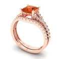 thumbnail image 1 of Clara Pucci 18K Rose Gold Princess Cut 1Ct Simulated Red Diamond Engagement Ring + Matching Band - Luxury Box Included, 1 of 7