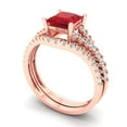 thumbnail image 1 of Clara Pucci 18K Rose Gold Princess Cut 1Ct Simulated Tourmaline Engagement Ring + Matching Band - Luxury Box Included, 1 of 7