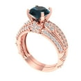 thumbnail image 1 of Clara Pucci 18K Rose Gold Round Cut 1.5Ct Natural London Blue Topaz Engagement Ring + Matching Band - Luxury Box Included, 1 of 7