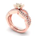 thumbnail image 1 of Clara Pucci 18K Rose Gold Round Cut 1Ct Natural Morganite Engagement Ring + Matching Band - Luxury Box Included, 1 of 7