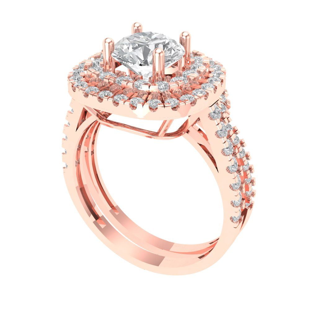 Clara Pucci 18K Rose Gold Round Cut 1Ct Synthetic Moissanite Engagement