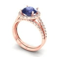 thumbnail image 1 of Clara Pucci 18K Rose Gold Round Cut 2Ct Simulated Tanzanite Engagement Ring + Matching Band - Luxury Box Included, 1 of 7