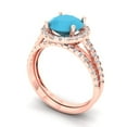 thumbnail image 1 of Clara Pucci 18K Rose Gold Round Cut 2Ct Simulated Turquoise Engagement Ring + Matching Band - Luxury Box Included, 1 of 7