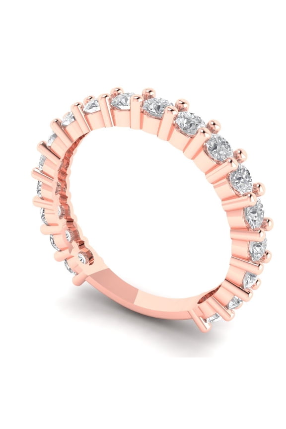 18K Rose Solid Gold Custom Laser Engraved Women's Solid Gold Ring Eternity Statement Band With Round Cut 1.44TCW