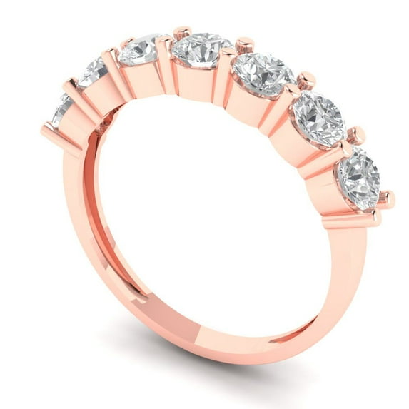 Clara Pucci 18K Rose Solid Gold Custom Laser Engraved Women's Solid Gold Ring Stackable Statement Band With Round Cut 1.19TCW