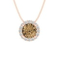 thumbnail image 1 of Clara Pucci 18K Rose Solid Hypoallergenic Gold 1.16Ct Champagne Round Brilliant Cut Halo Designer Necklace Pendant For April, 1 of 7