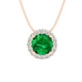 thumbnail image 1 of Clara Pucci 18K Rose Solid Hypoallergenic Gold 1.16Ct Emerald Round Brilliant Cut Halo Designer Necklace Pendant For May, 1 of 6