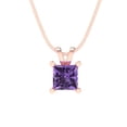 thumbnail image 1 of Clara Pucci 18K Rose Solid Hypoallergenic Gold 2.5Ct Alexandrite Princess Cut Solitaire Designer Necklace Pendant For June, 1 of 6