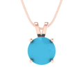 thumbnail image 1 of Clara Pucci 18K Rose Solid Hypoallergenic Gold 2.5Ct Turquoise Round Brilliant Cut Solitaire Designer Necklace Pendant For December, 1 of 7